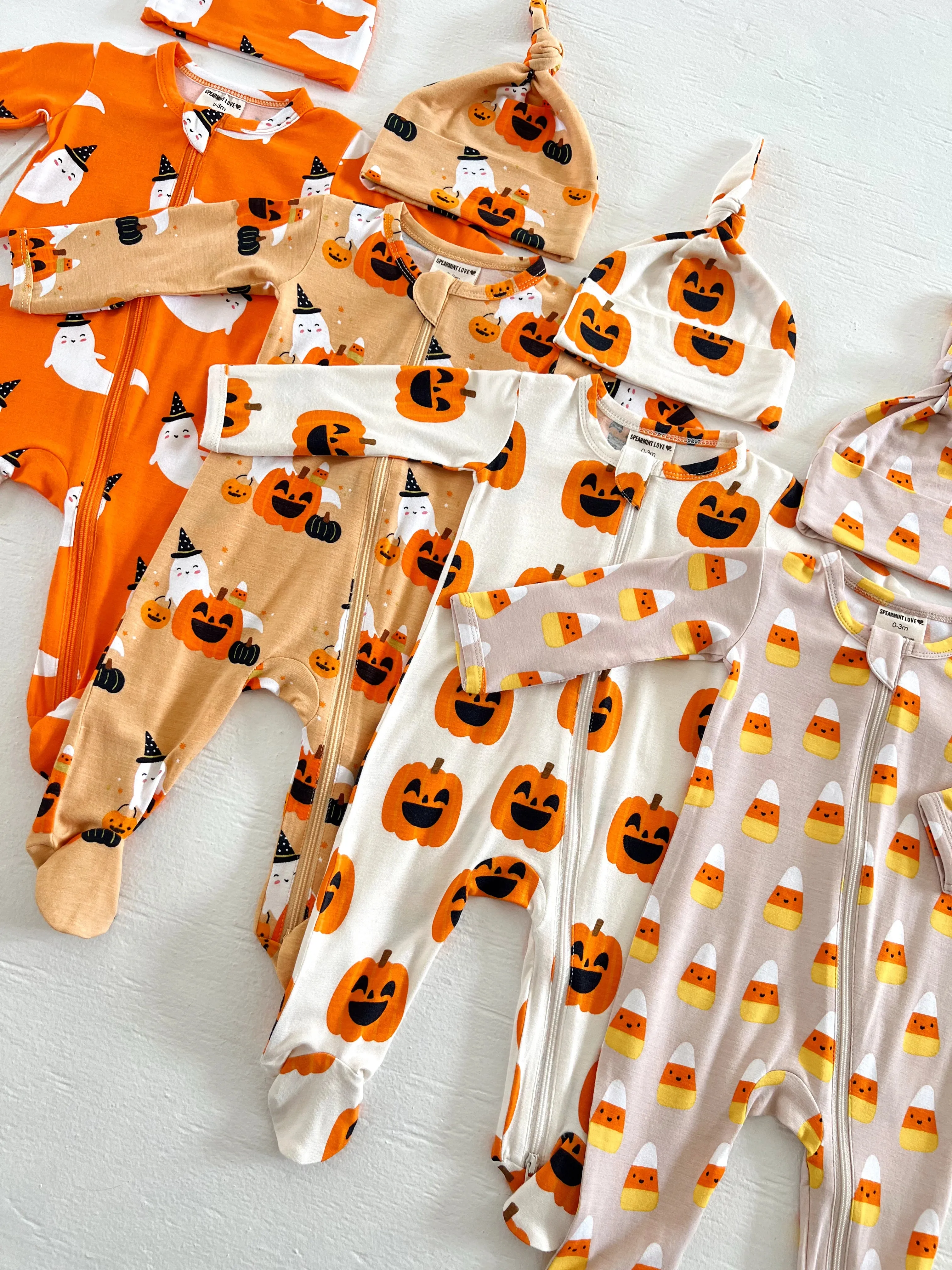 2-Way Zip Footie, Orange Ghost