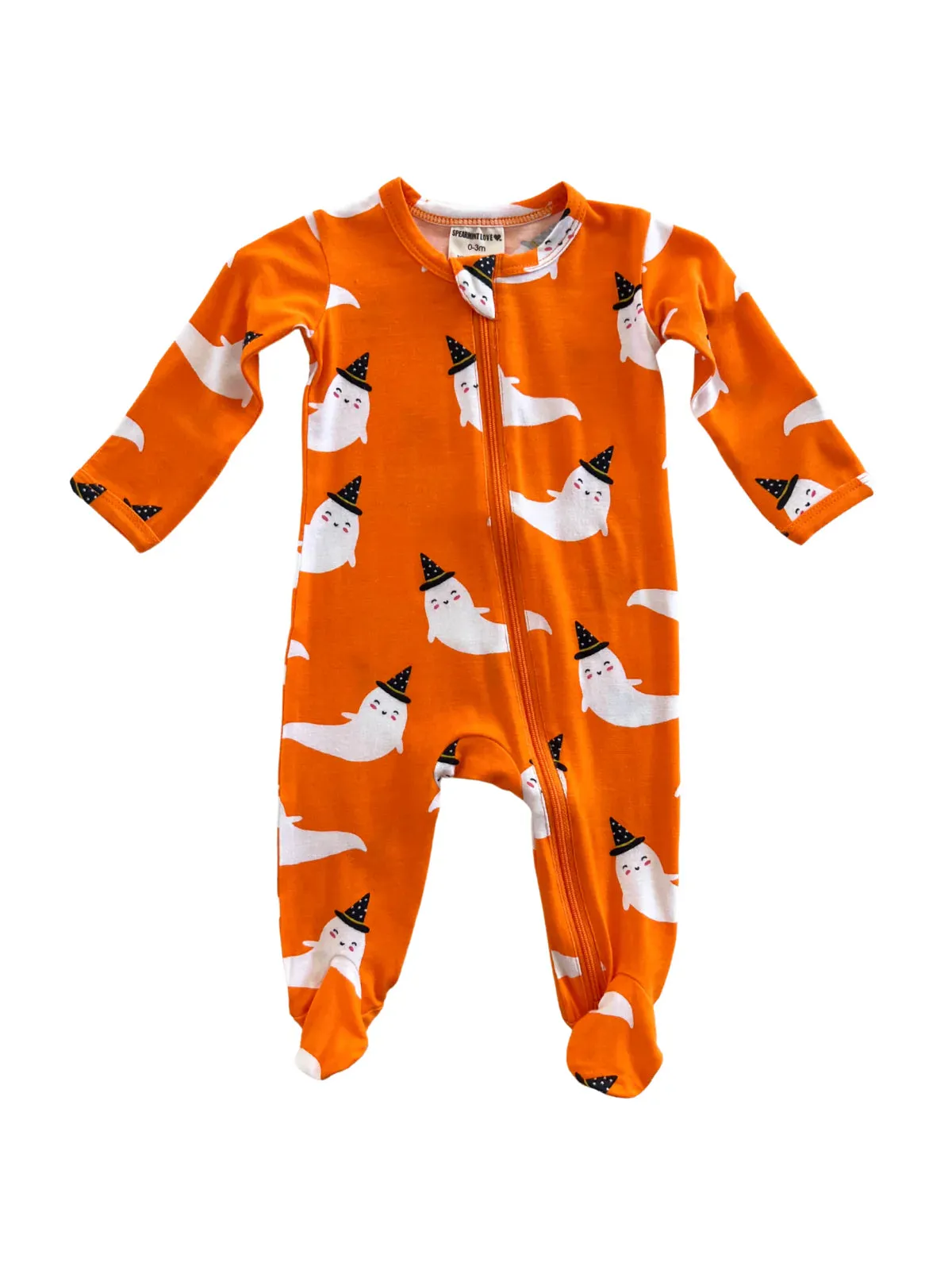2-Way Zip Footie, Orange Ghost