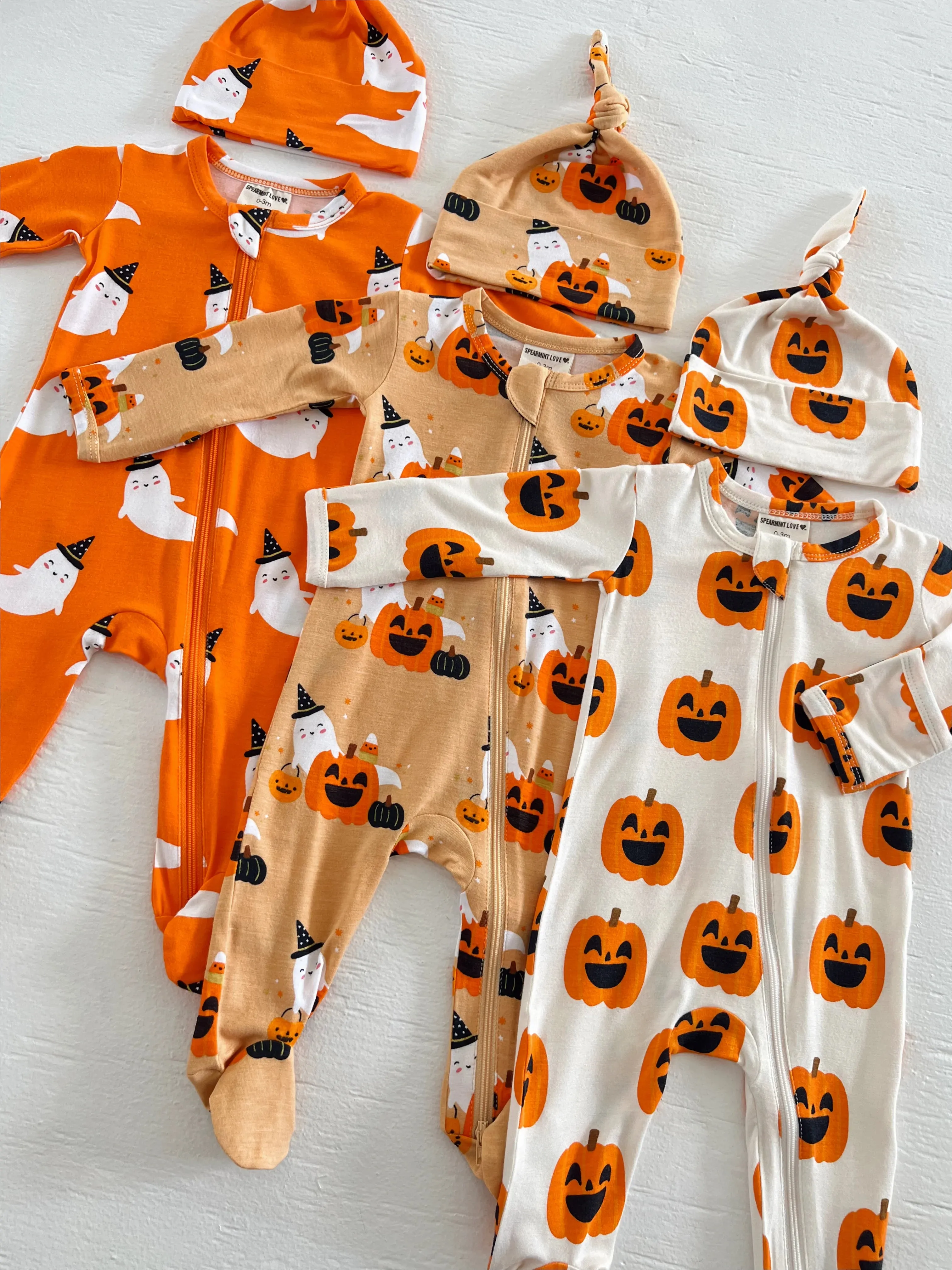 2-Way Zip Footie, Orange Ghost