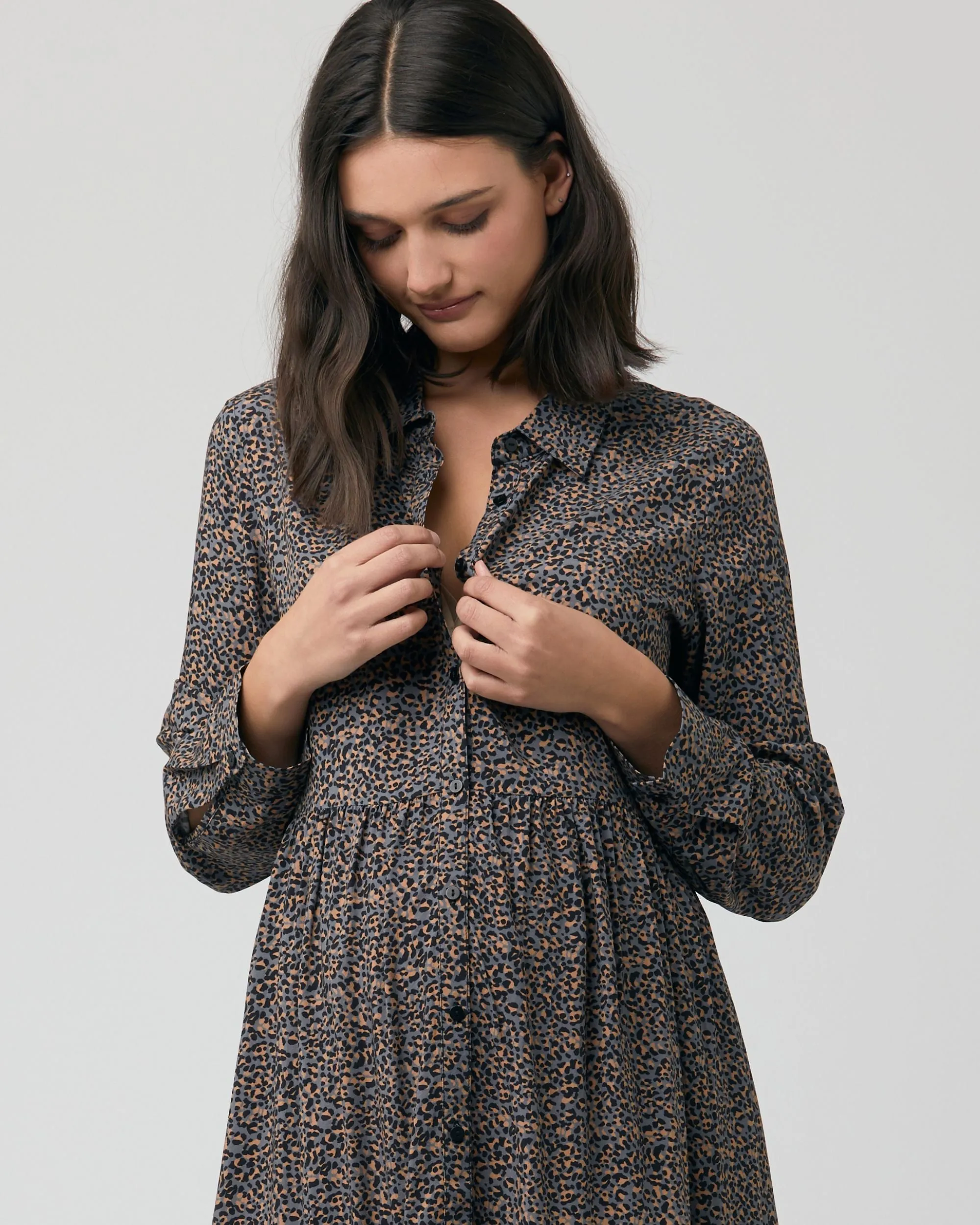 Abby Button Through Dress Slate