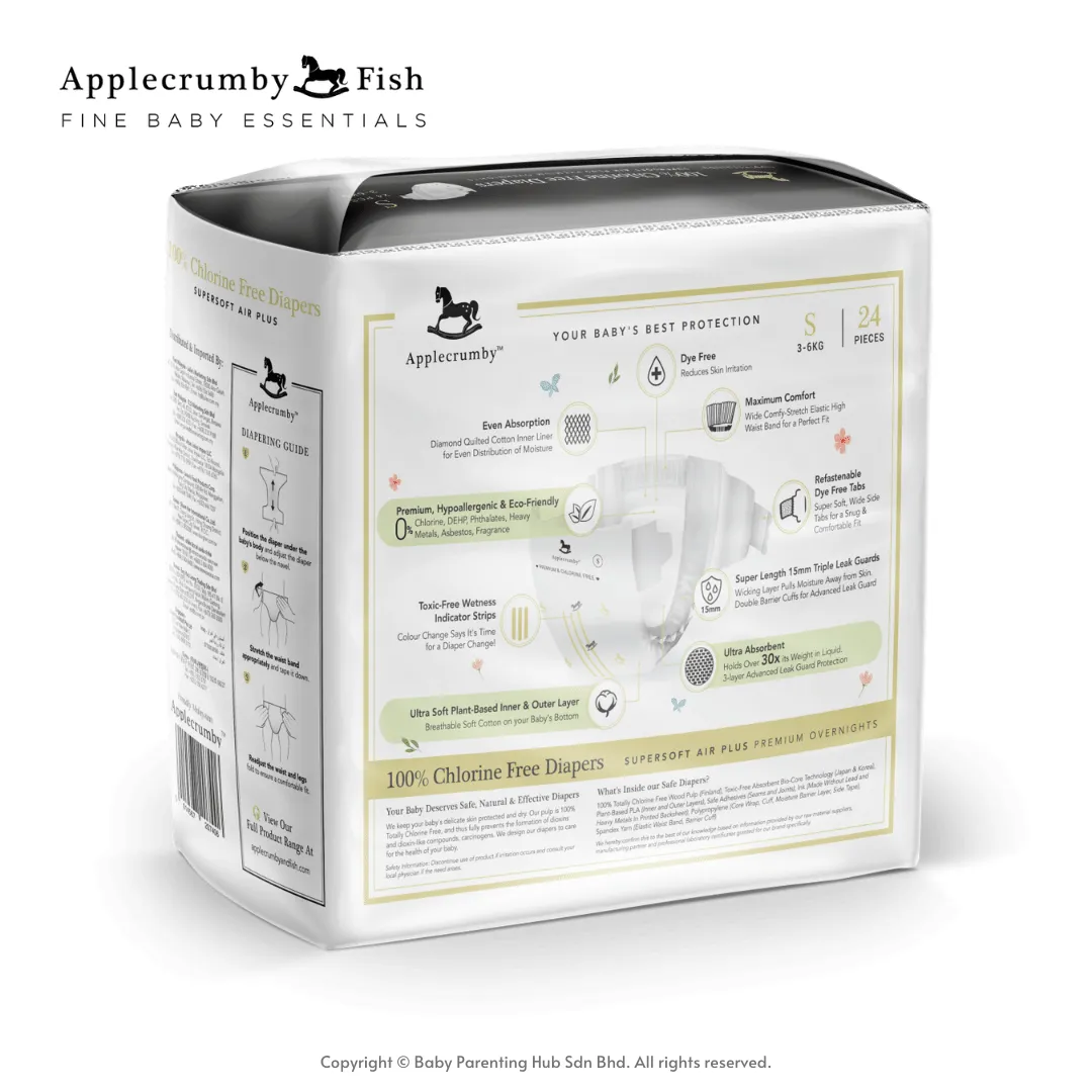APPLECRUMBY CHLORINE FREE PREMIUM DIAPERS-SMALL