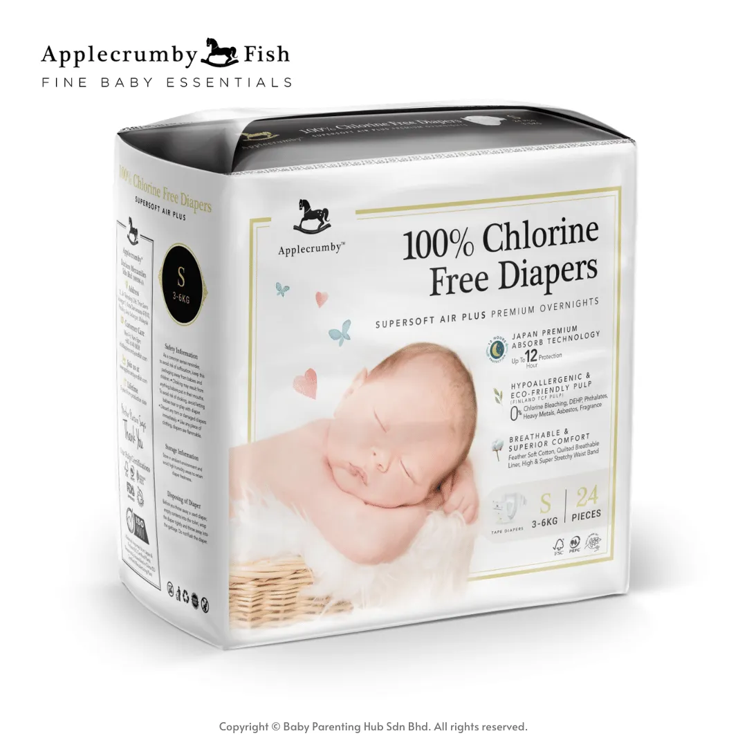 APPLECRUMBY CHLORINE FREE PREMIUM DIAPERS-SMALL