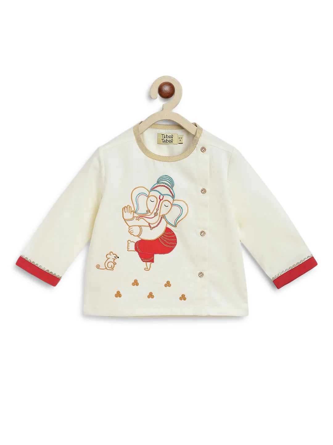 Baby Boy Ganesha Dhoti Set - Cream