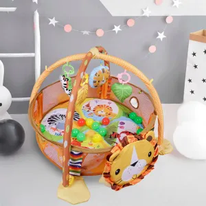 Baby Moo Lion Infant Play Mat Activity Gym With Hanging Toys And Balls - Yellow