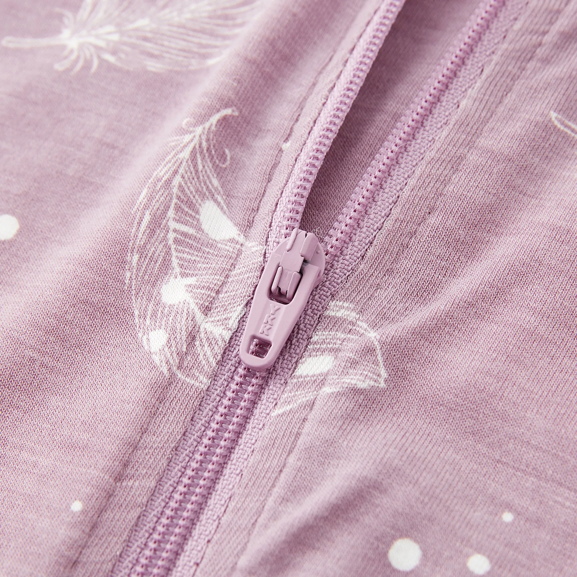 Bamboo Long Sleeve Zip Footless Baby Pajamas - Feather Mauve
