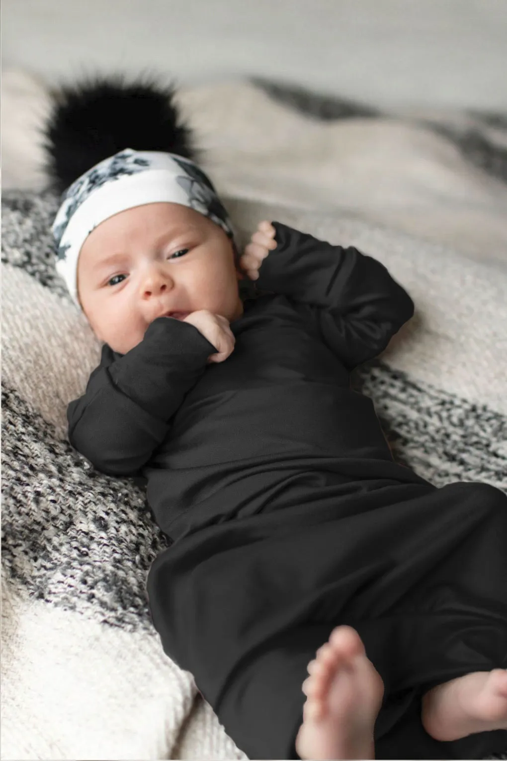 Black Sleeper Newborn Gown