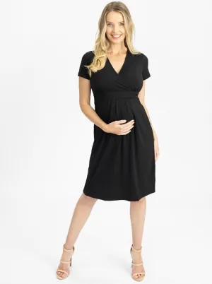 'Brianna' Crossover Nursing Dress - Black