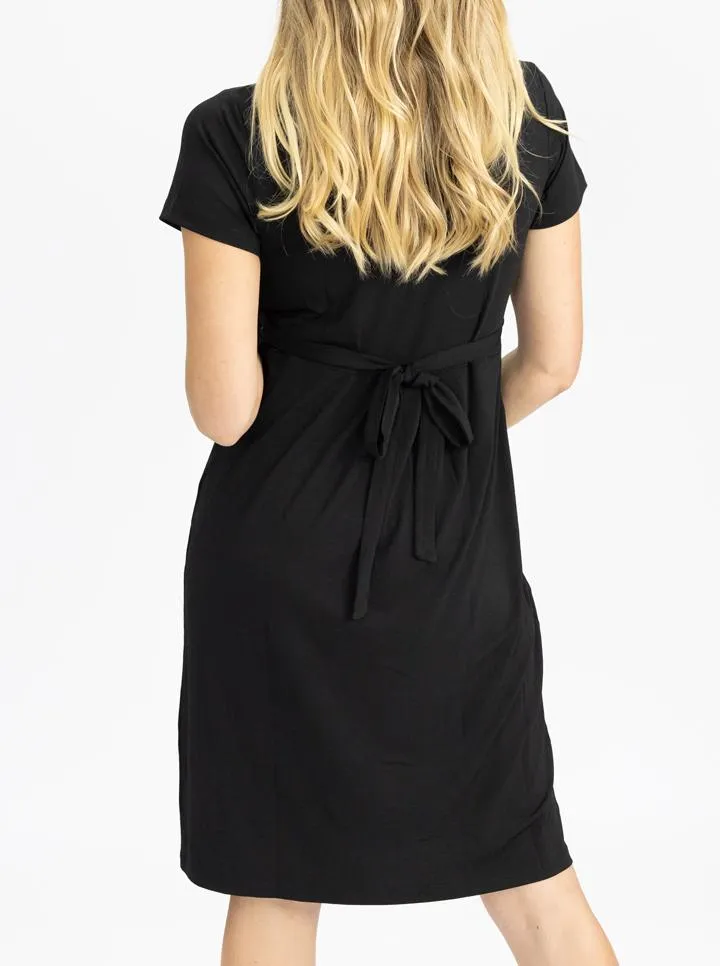 'Brianna' Crossover Nursing Dress - Black