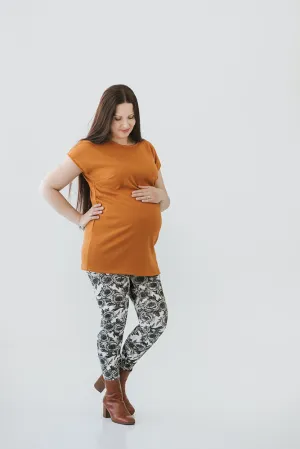 Cap Sleeve Maternity Tunic Ochre