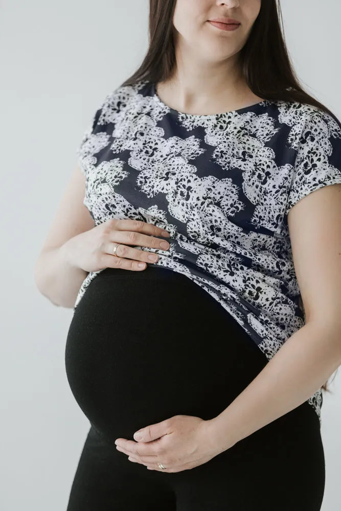 Cap Sleeve Selma Maternity Tunic Dark Blue