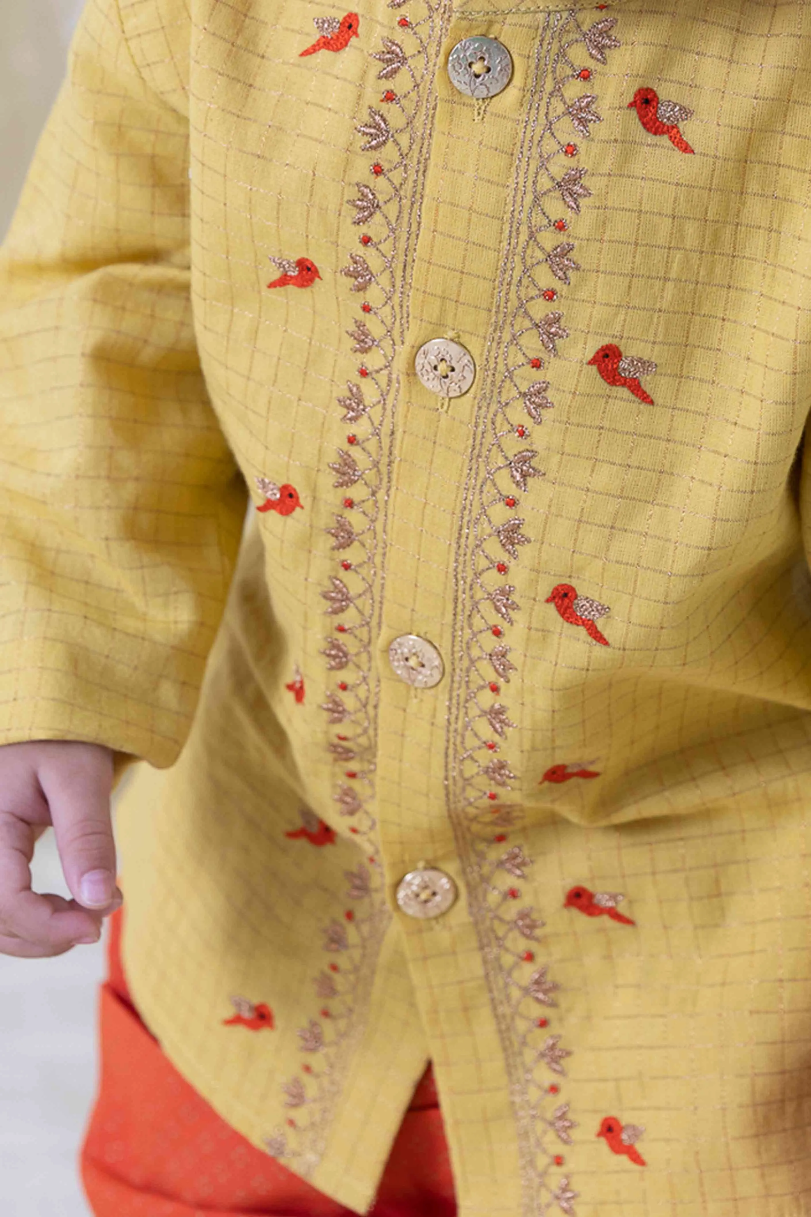 Chidiya Udd Zari Dhoti Set - Yellow