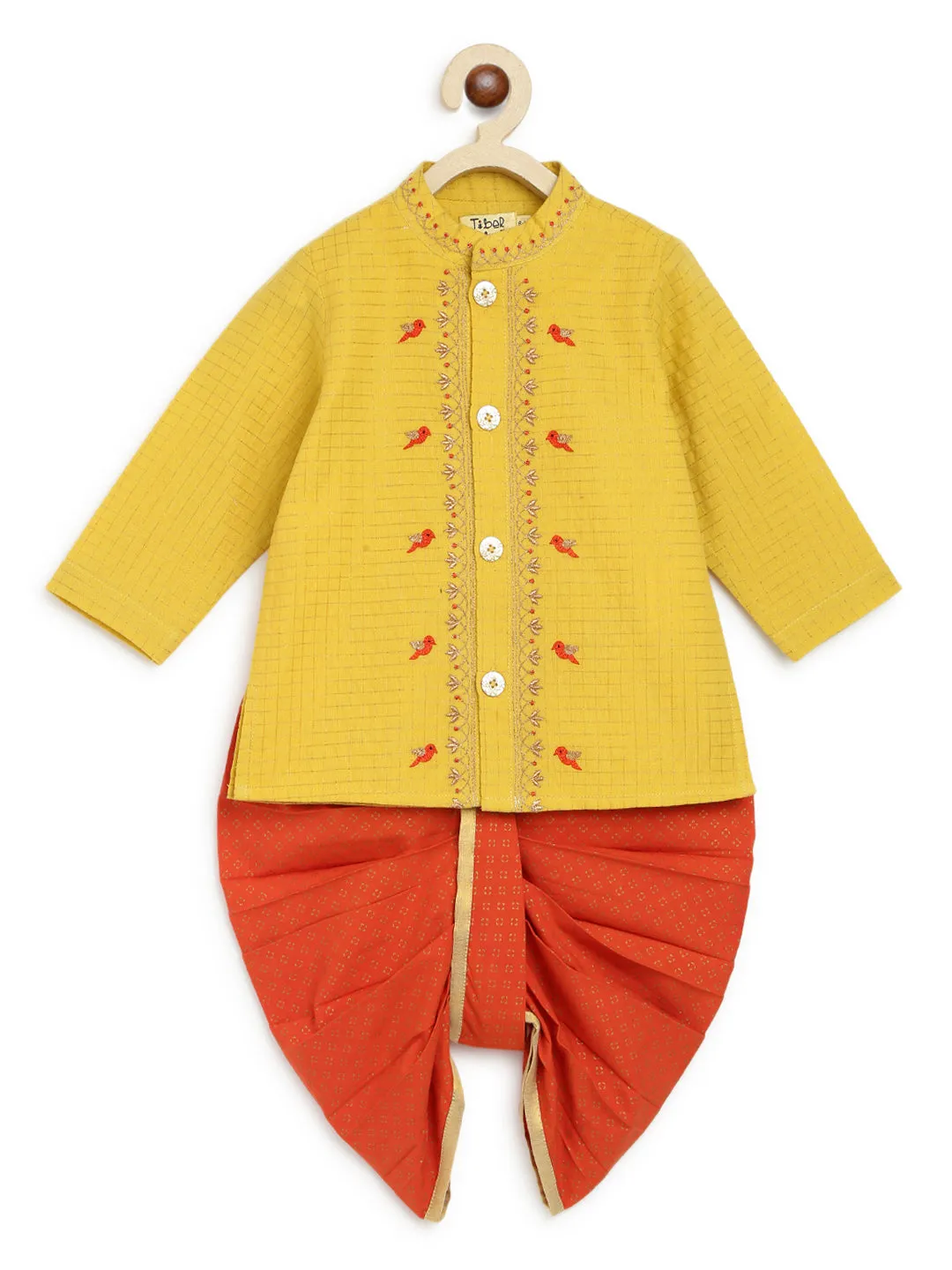 Chidiya Udd Zari Dhoti Set - Yellow