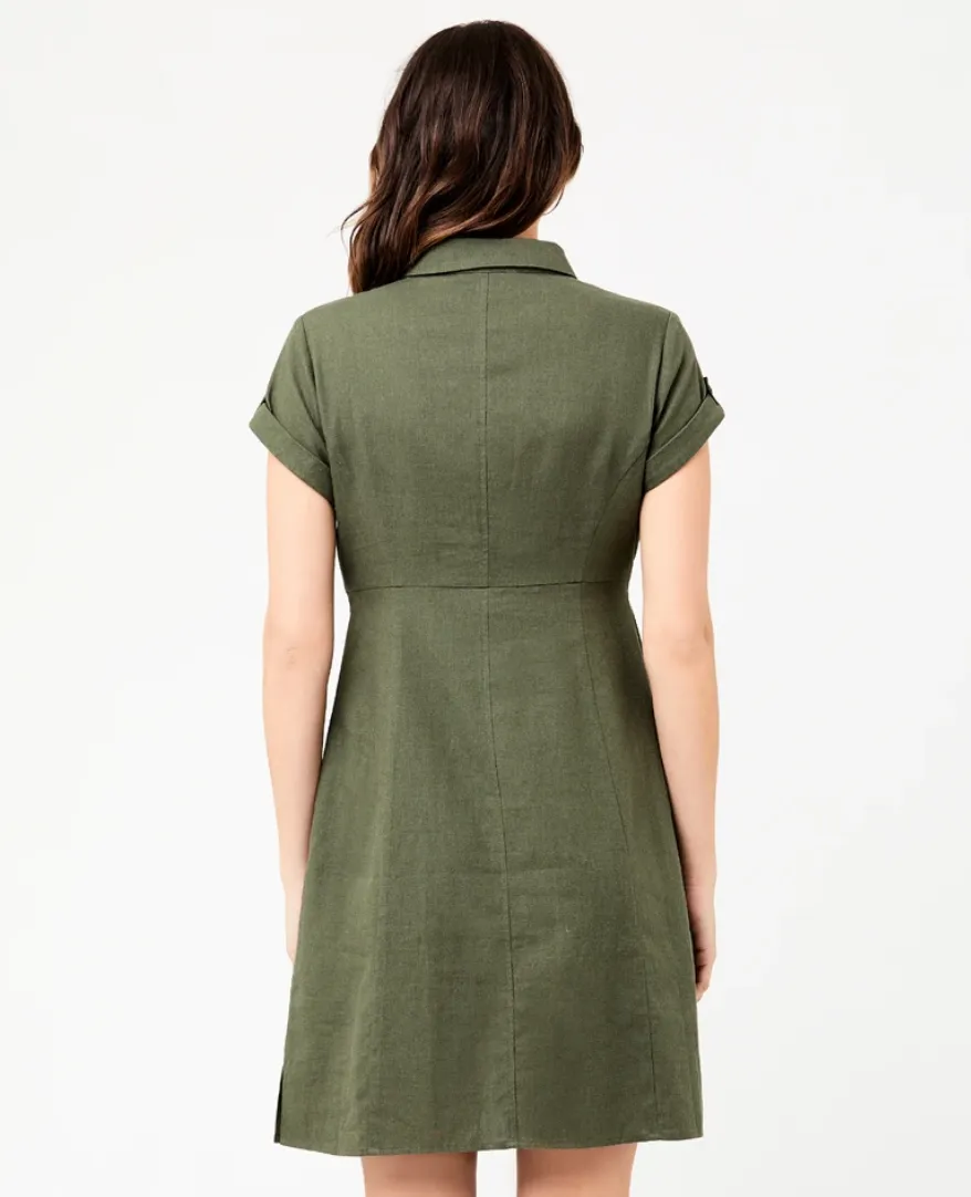 'Colette' Tie-Up Maternity Dress - Olive Green