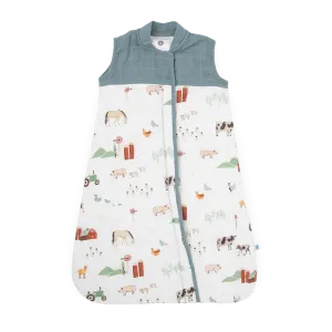 Cotton Muslin Quilted Sleep Bag - Farmyard