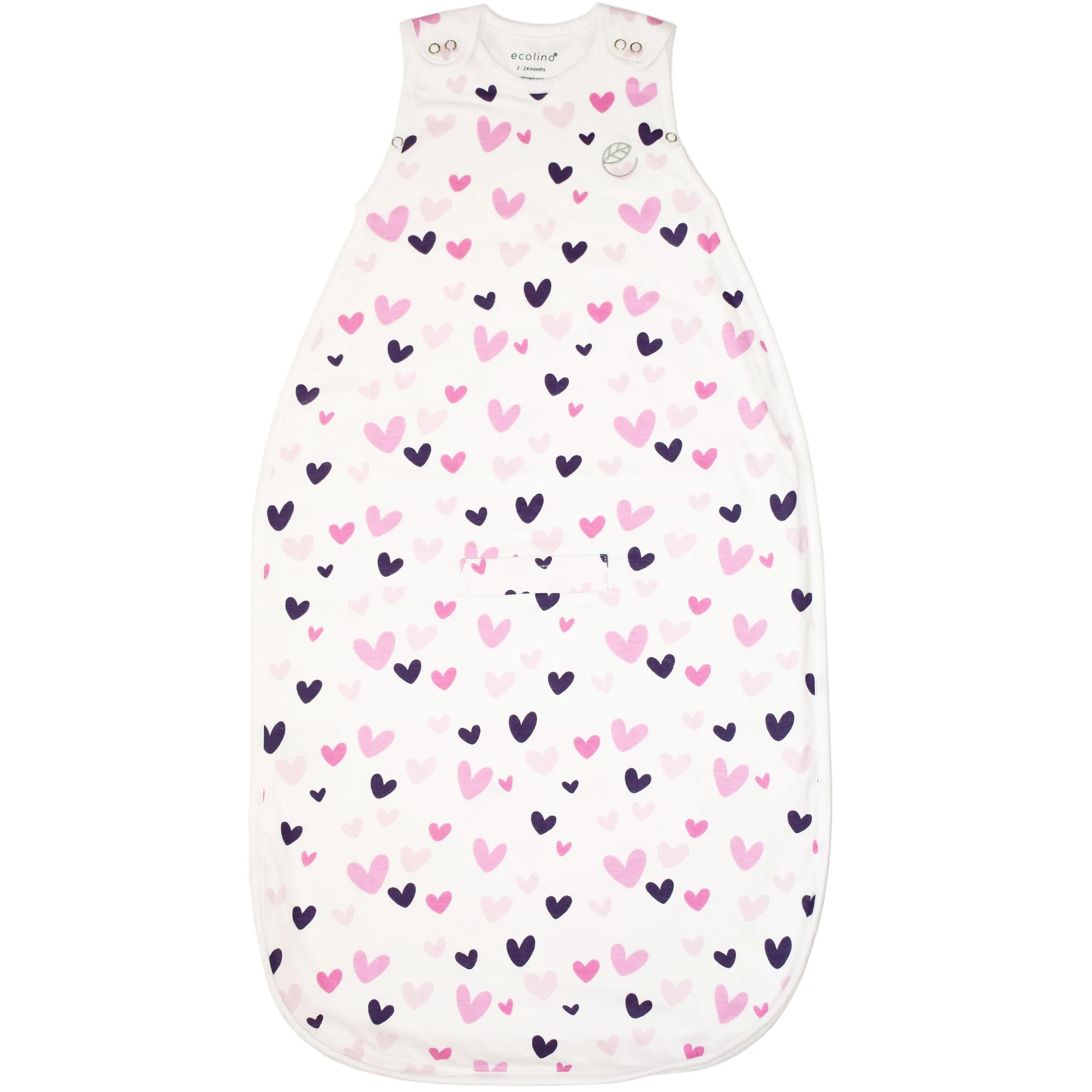 Imperfect Ecolino Adjustable Baby Sleep Bag, 100% Organic Cotton, Universal Size: 2 Months - 2 Years, Heart