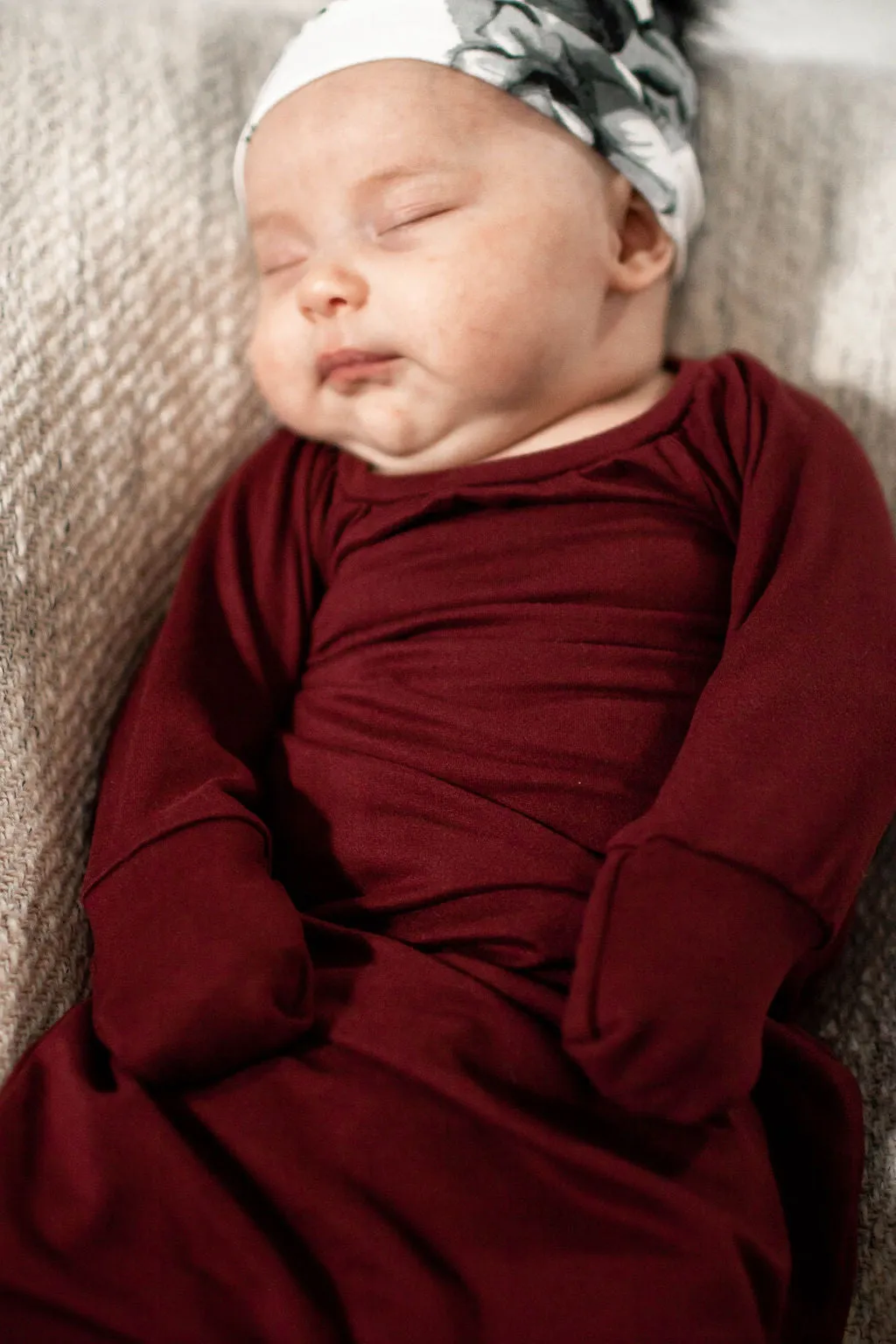 Maroon Sleeper Newborn Gown