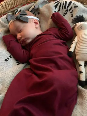 Maroon Sleeper Newborn Gown