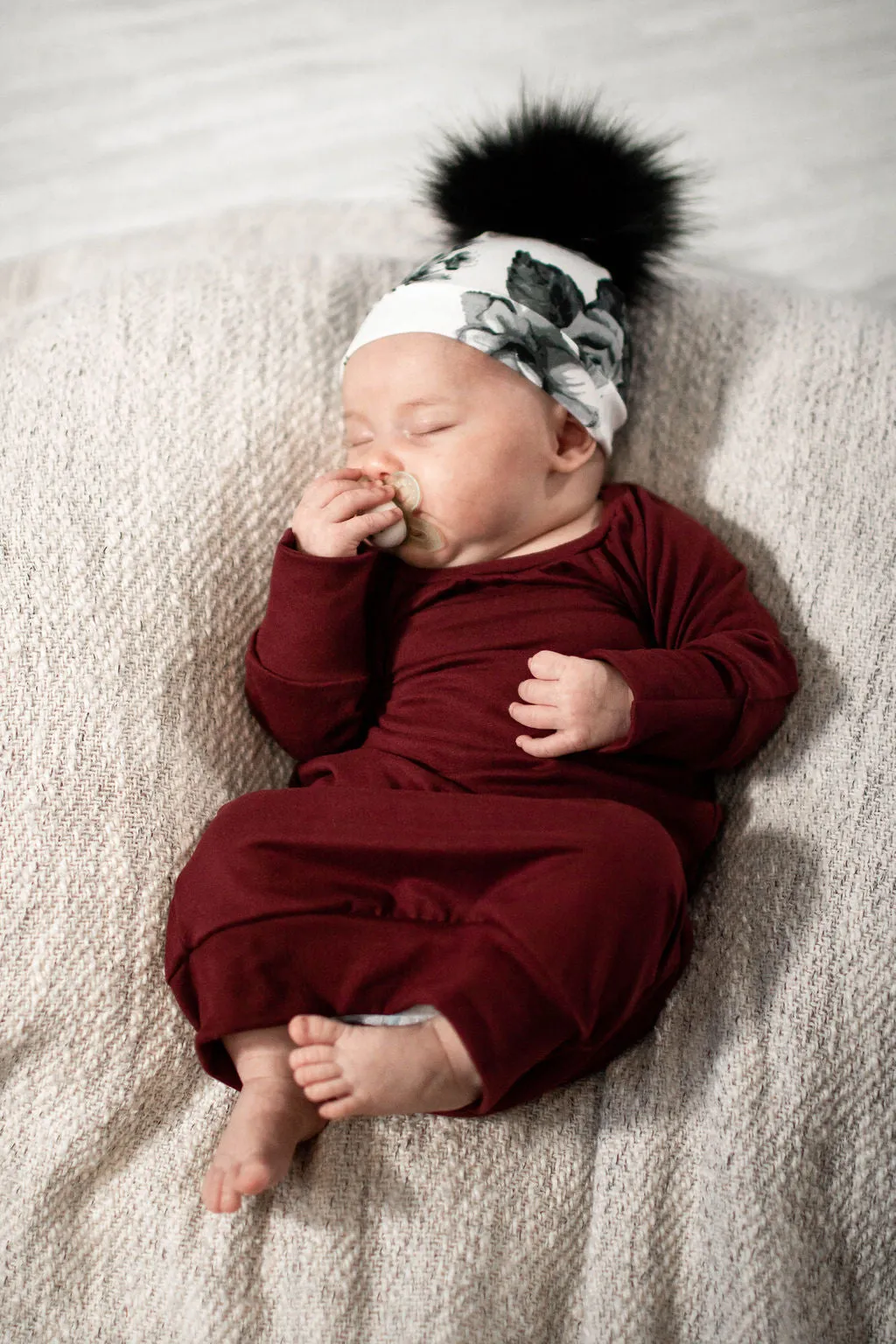 Maroon Sleeper Newborn Gown