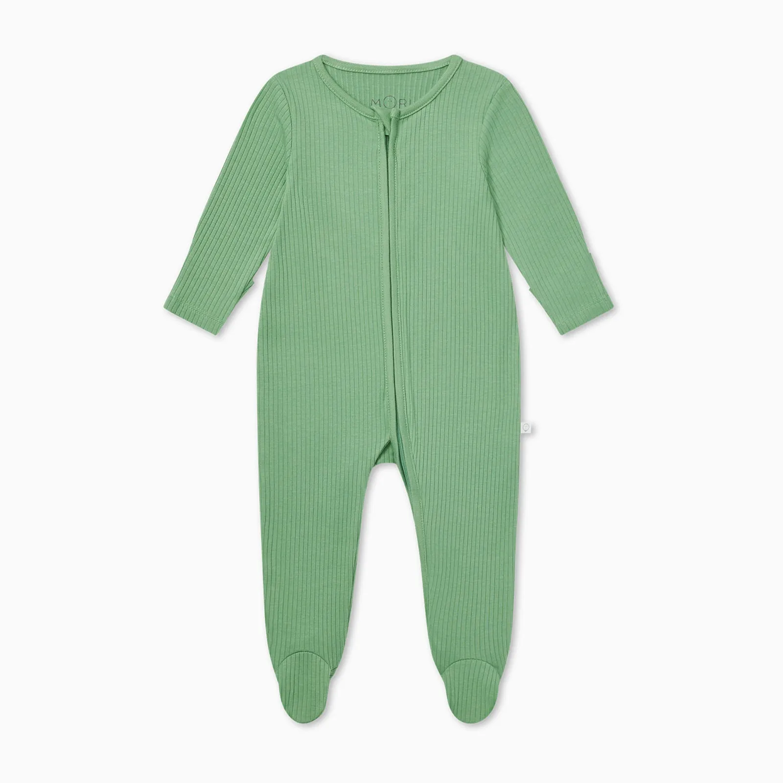 Moss Ribbed Clever Zip Footed Baby Pajamas