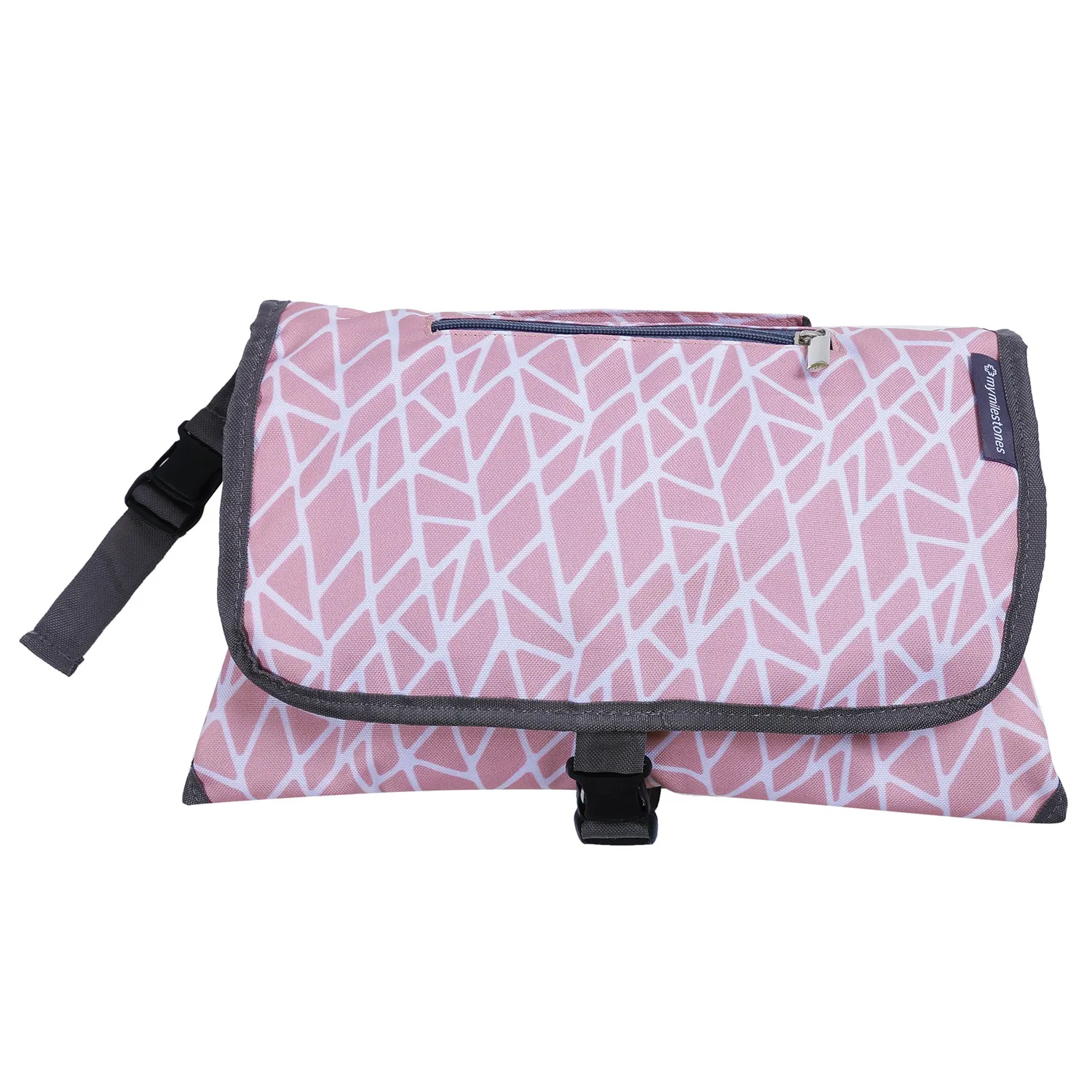 My Milestones Insta  Diaper Changing System Changing Pad  - Peach Mosaic