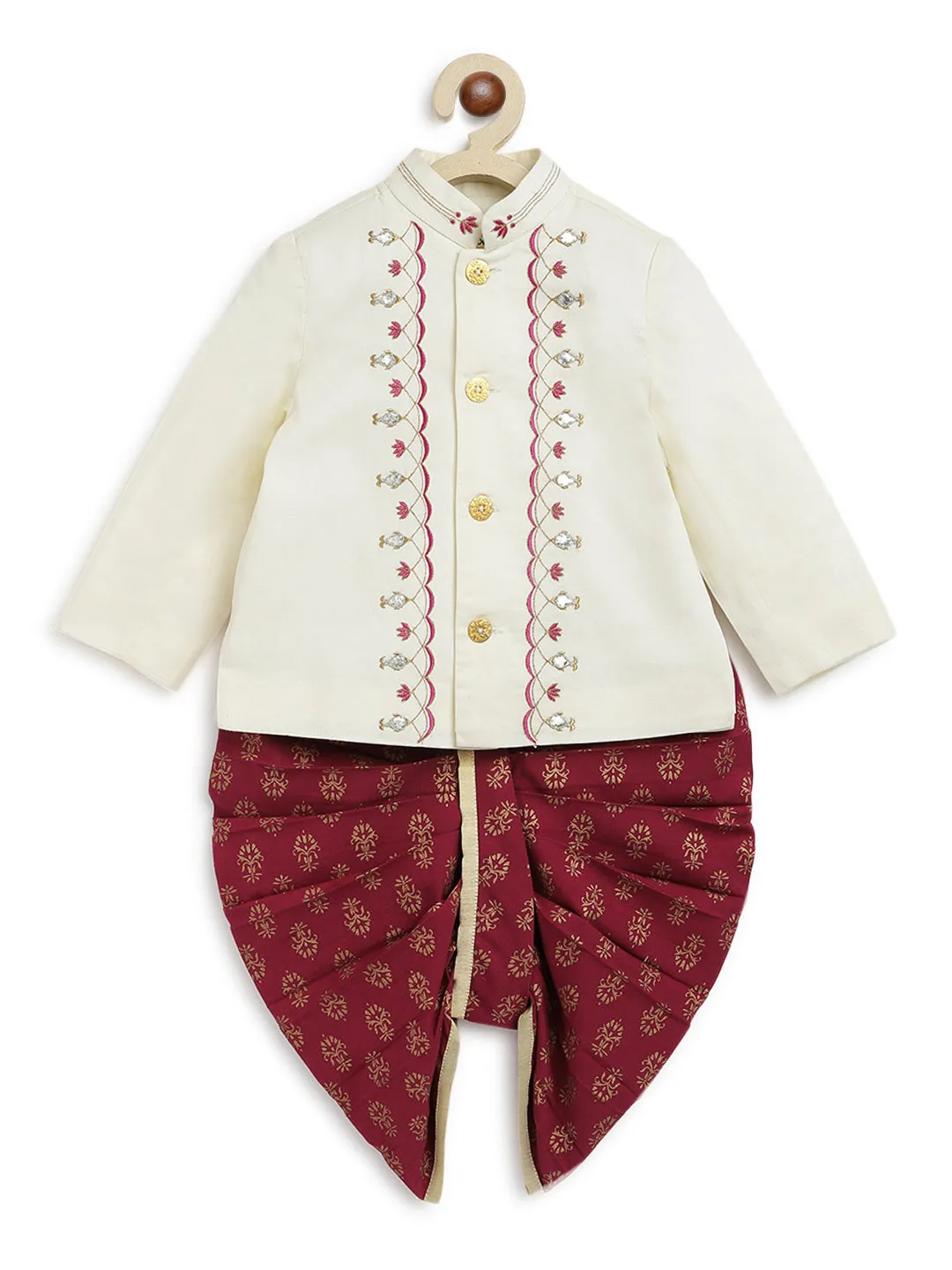 Nanhey Nawab Bandhgala Set - Cream