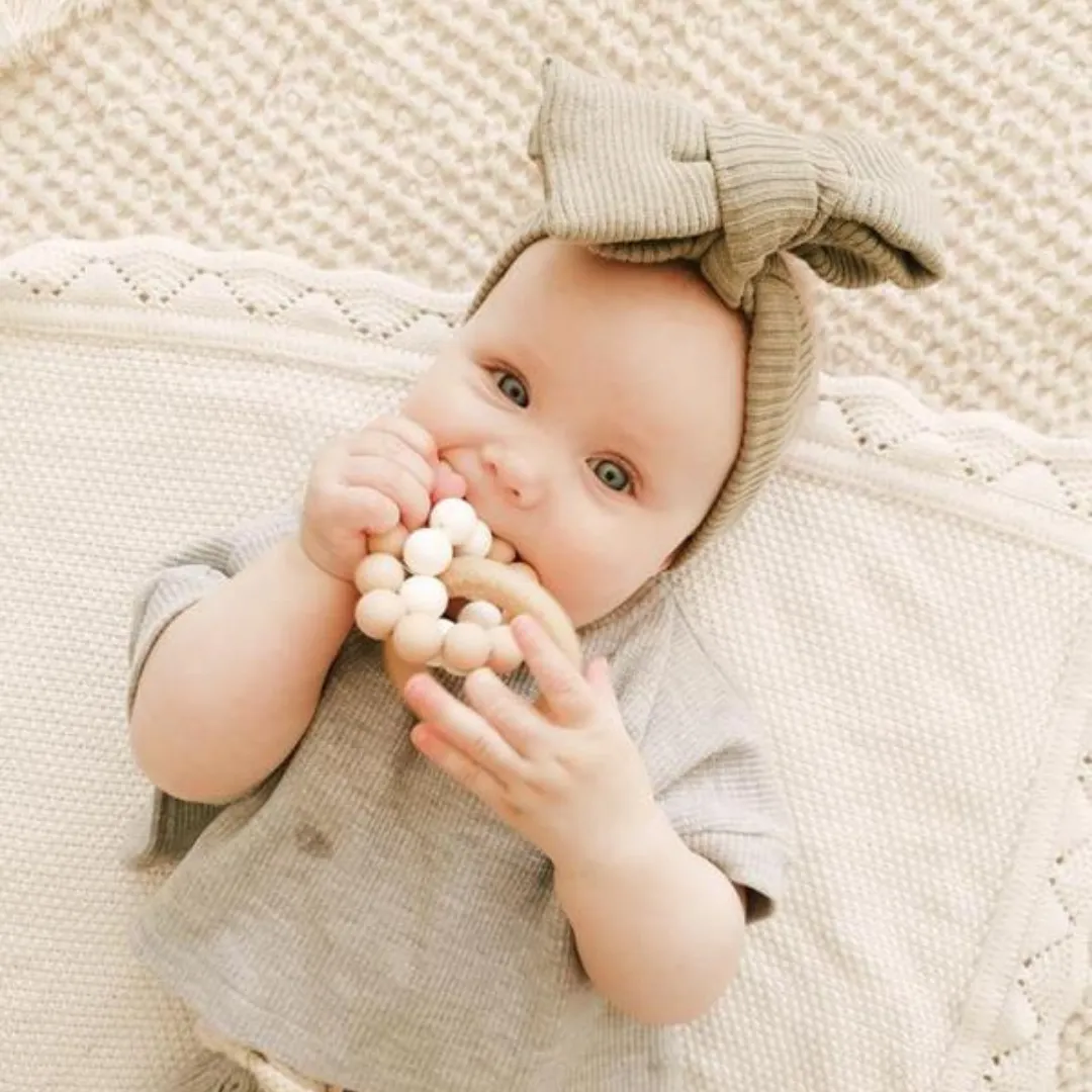 OB Designs | Blush Pink | Eco-Friendly Teether | Organic Beechwood Silicone Toy