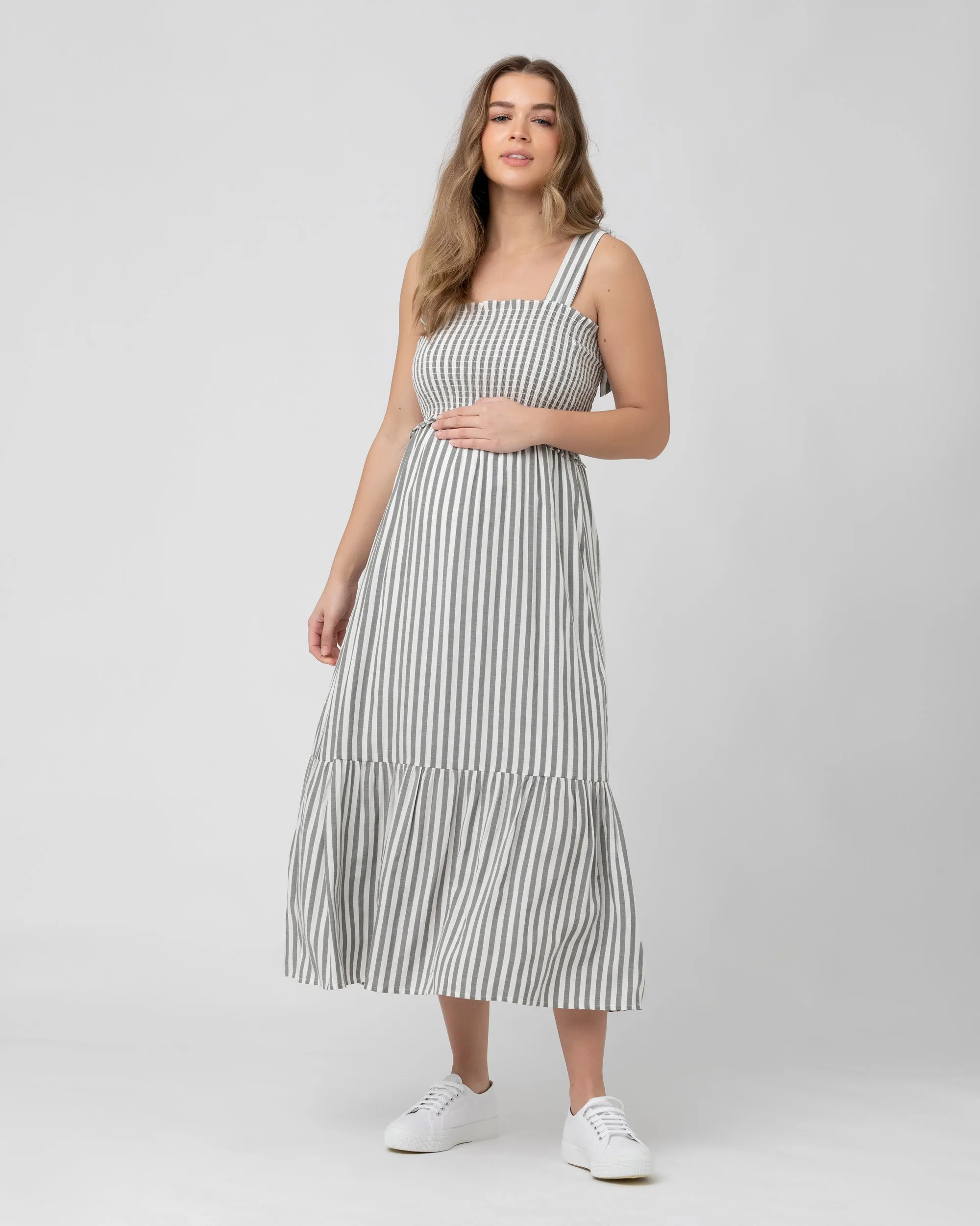 Ollie Smocked Dress Black / White