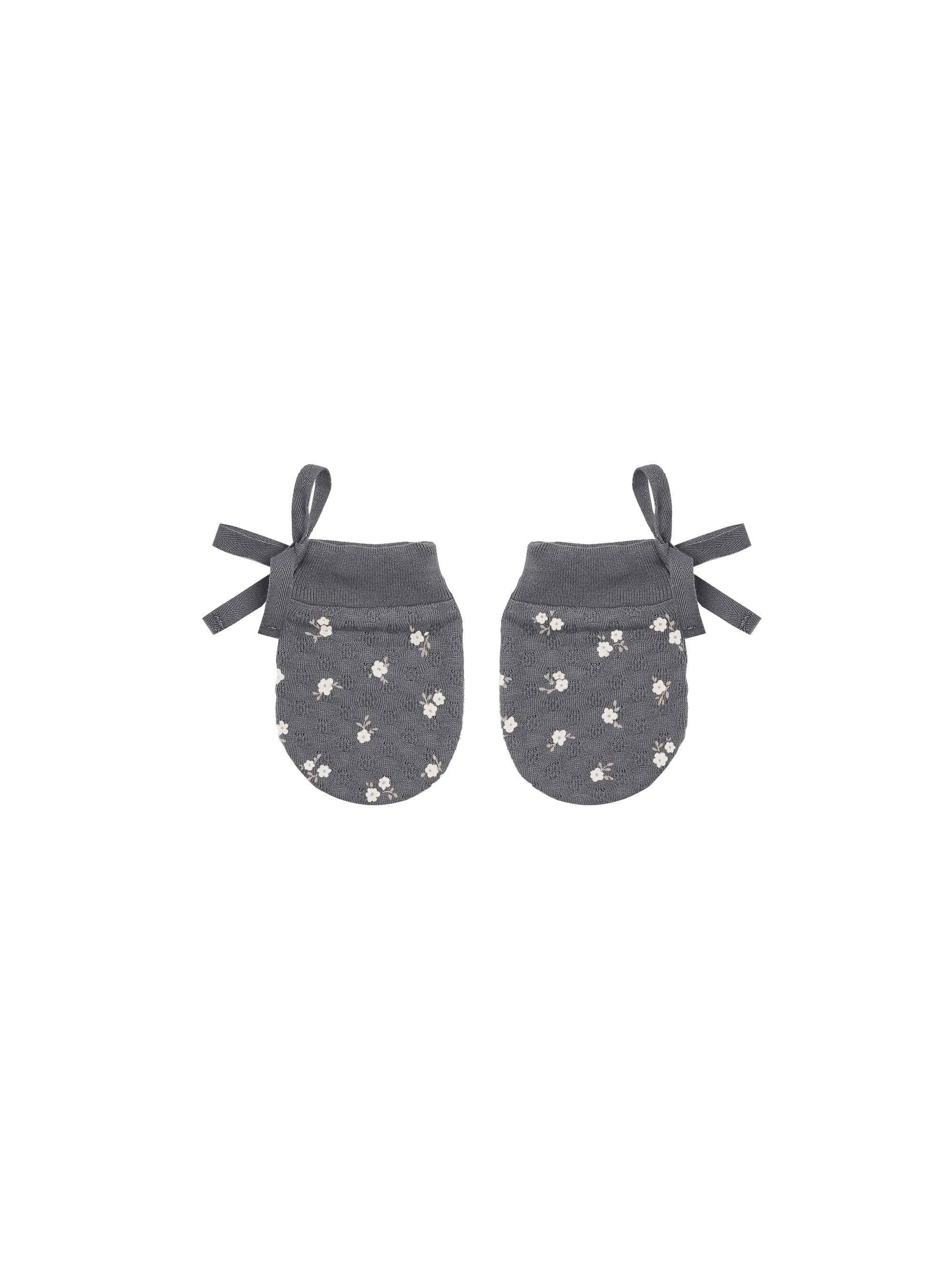 Pointelle Mittens in Dark Floral