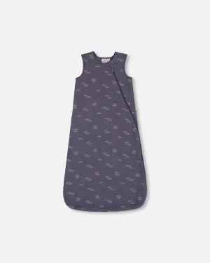 Printed Muslin Sleep Sack Navy Blue Paper Boats