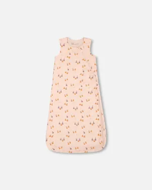 Printed Muslin Sleep Sack Peach With Pears