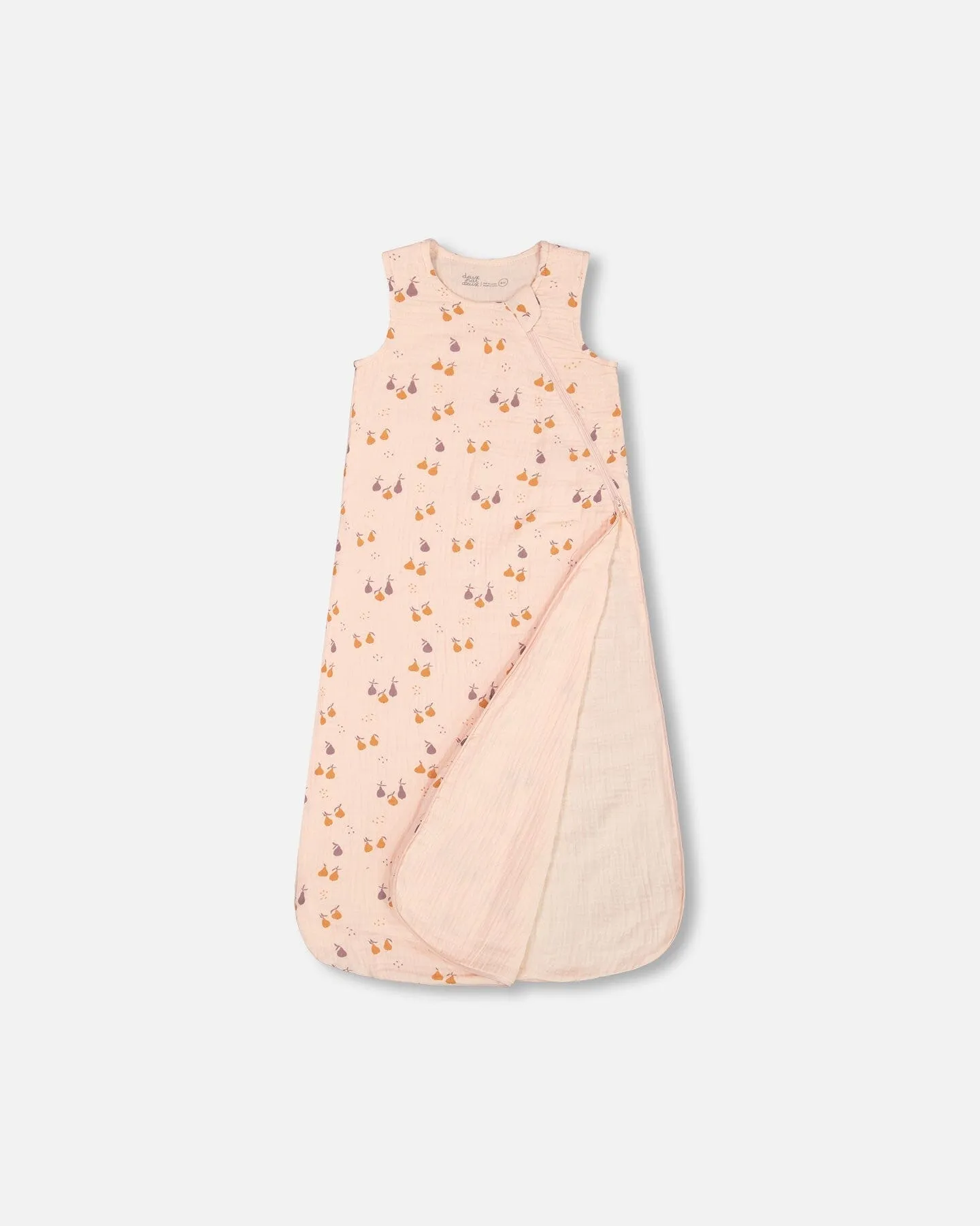 Printed Muslin Sleep Sack Peach With Pears