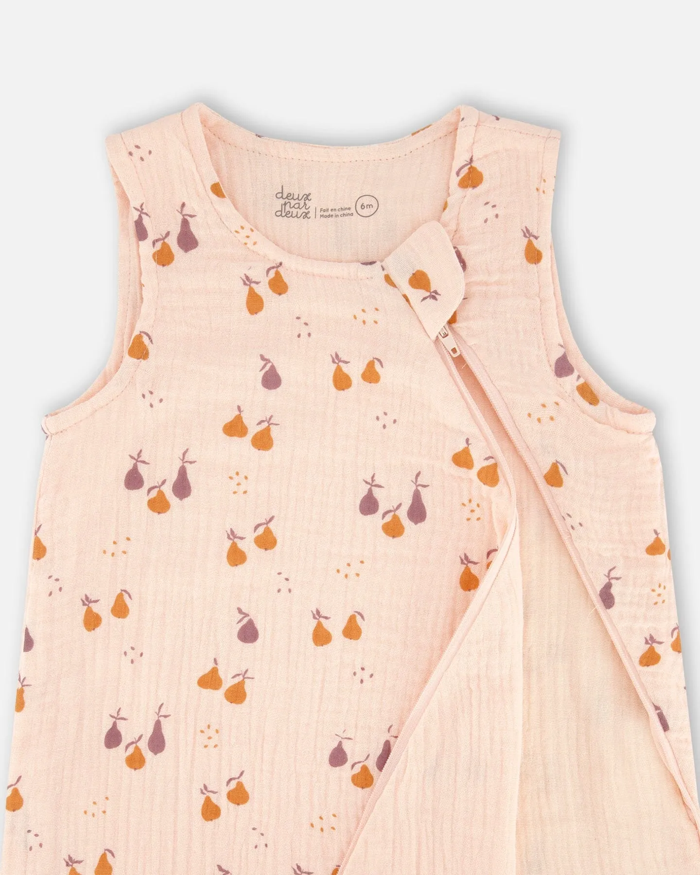 Printed Muslin Sleep Sack Peach With Pears