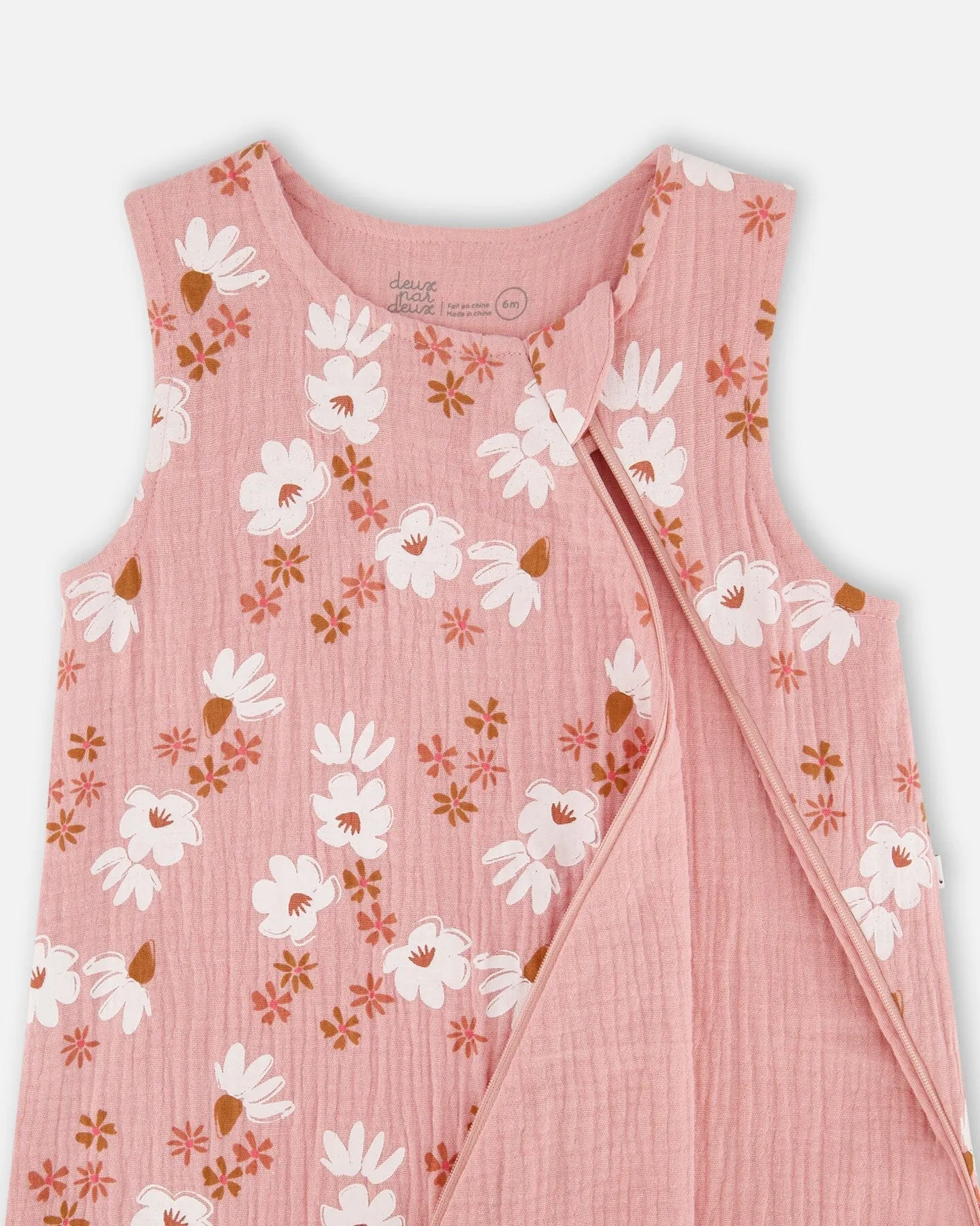 Printed Muslin Sleep Sack Pink And White Flowers