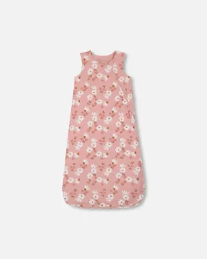Printed Muslin Sleep Sack Pink And White Flowers