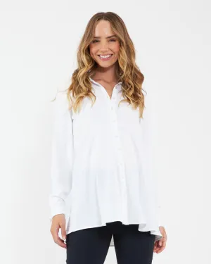 'Tina' Maternity Peplum Shirt - White