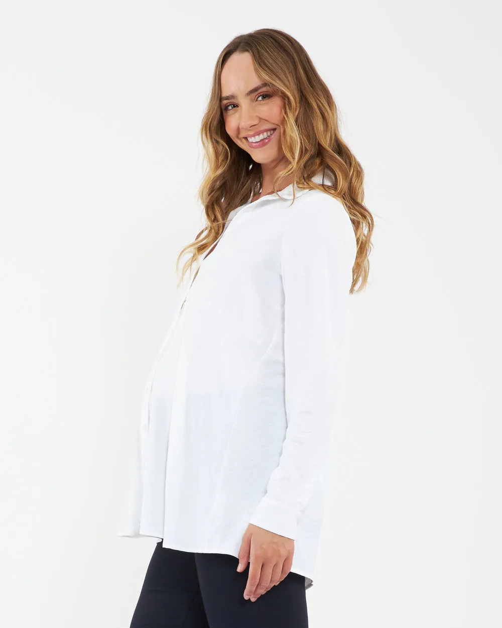 'Tina' Maternity Peplum Shirt - White